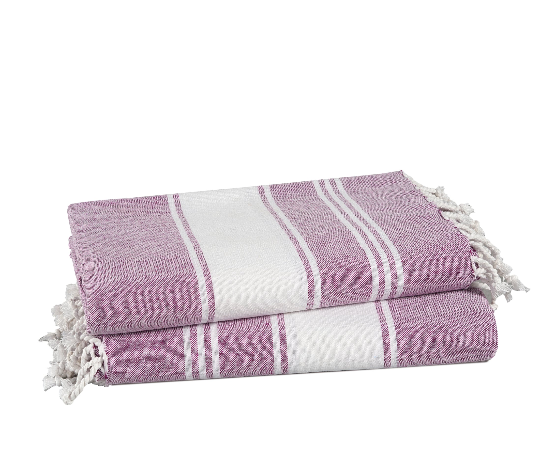 Set of 2 Chambray Turkish Beach Towels - Regal Orchid